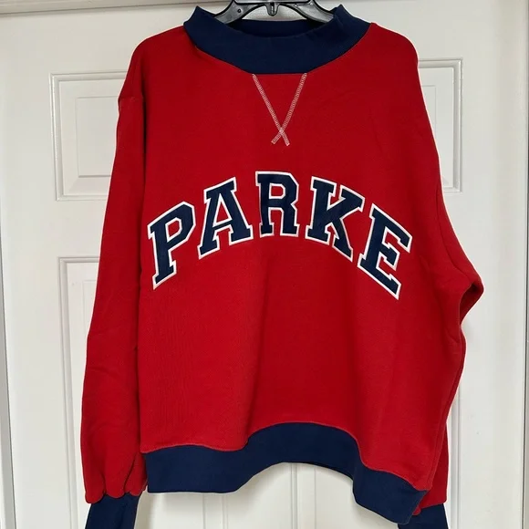 Parke Varsity Red and Navy Sweatshirt - Picture 2 of 2